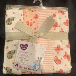 NWT Parent's Choice Receiving Blankets 4 Pack Multicolor 30in X 30in
